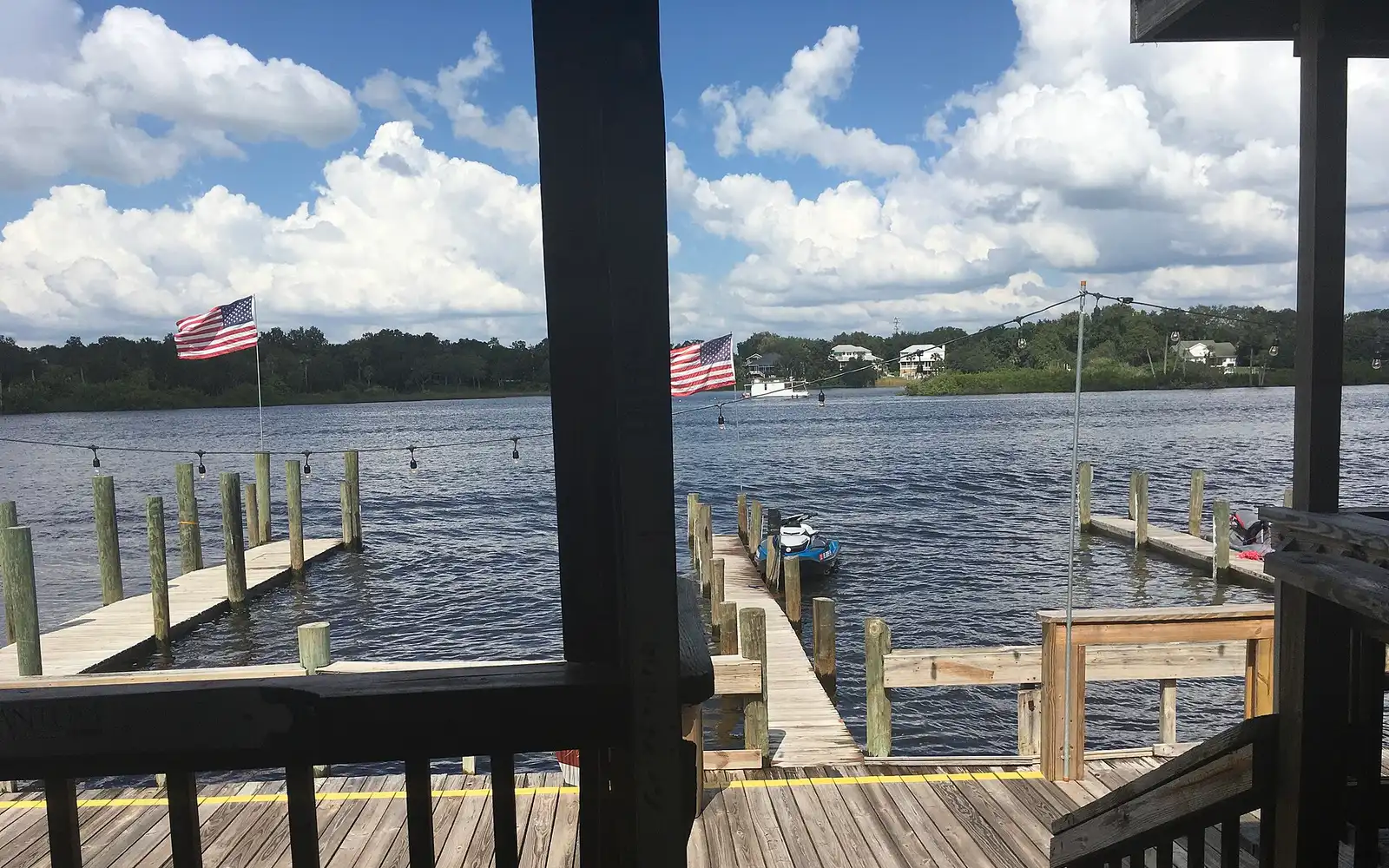 A dock on the Alafia River at Gibsonton, looking out over the water.